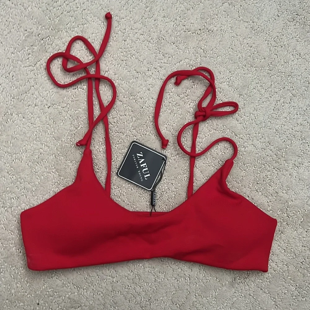 Red Ribbed Bikini - Picture 2 of 5